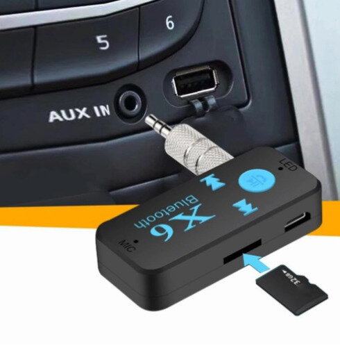 Bluetooth AUX адаптер для машины с поддержкой карт памяти X6