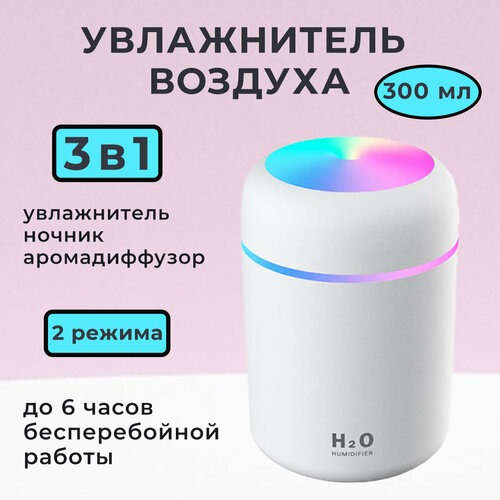 Увлажнитель воздуха Аромадиффузор Ночник H2O Humidifier белый 610₽