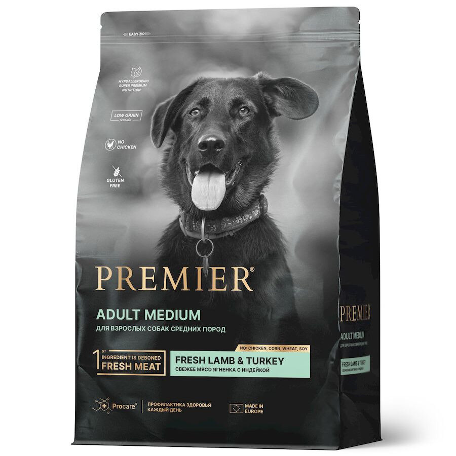 Premier Dog Lamb Turkey Adult Medium сухой корм для собак средних пород, свежее мясо ягненка с индейкой 10 кг