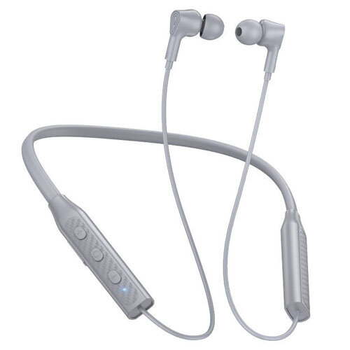 Bluetooth наушники вкладыши с микрофоном Borofone BE59 с микрофоном, мобильная гарнитура, с шейным шнурком, серые