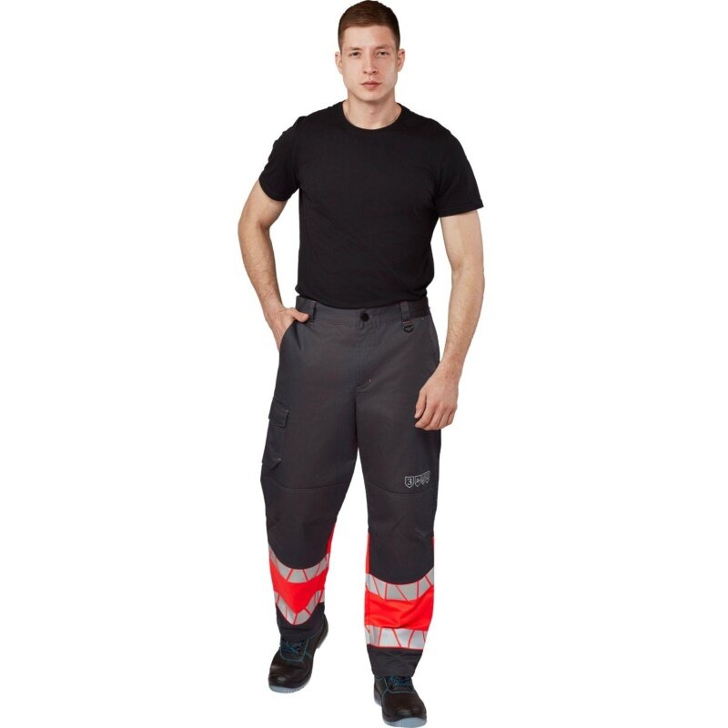 Брюки рабочие КНР летние мужские Равелин цвет красный и графит размер 48-50 рост 158-164