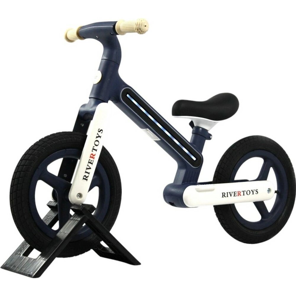 Детский беговел RiverToys (HB-002) (сине-белый) 2+