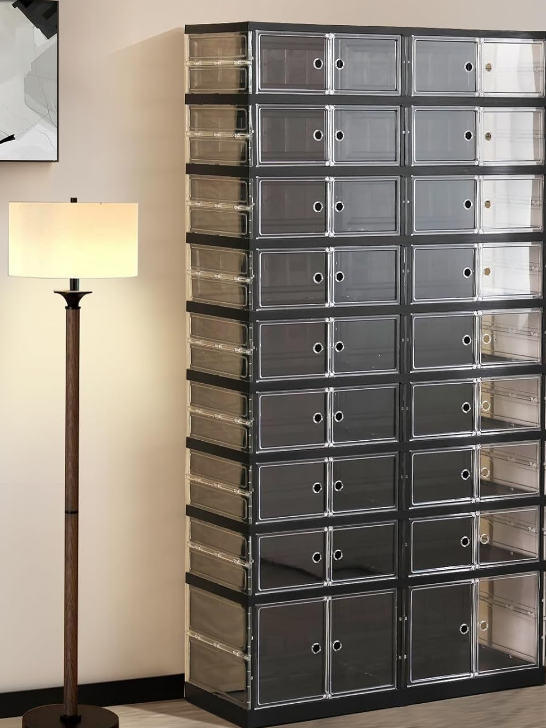 9-уровневая складная обувница – органайзер для 18–36 пар обуви, черная, легкая сборка