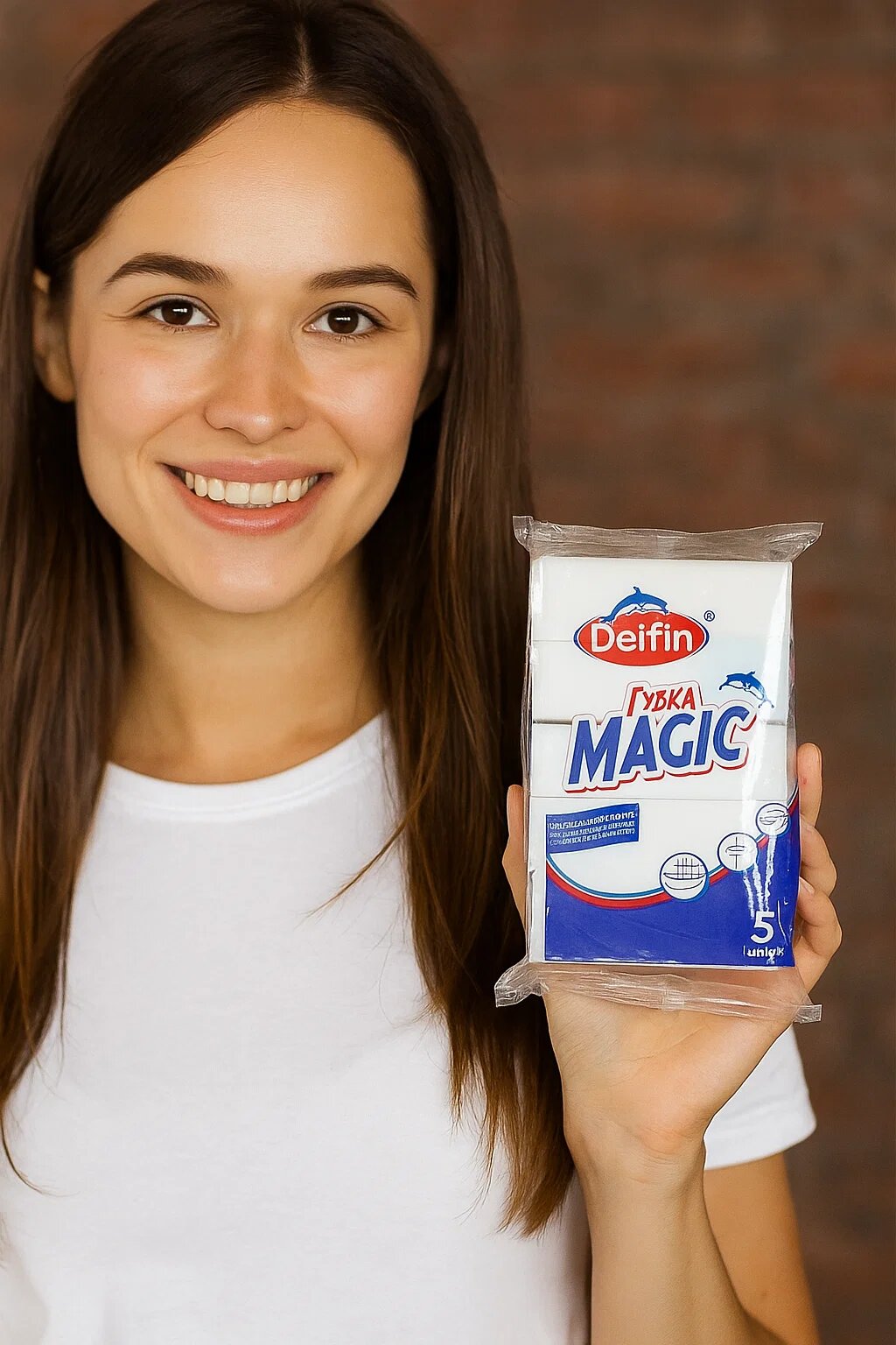 Губка Delfin MAGIC — это высокоэффективное средство для удаления грязи, пятен и налёта с любых