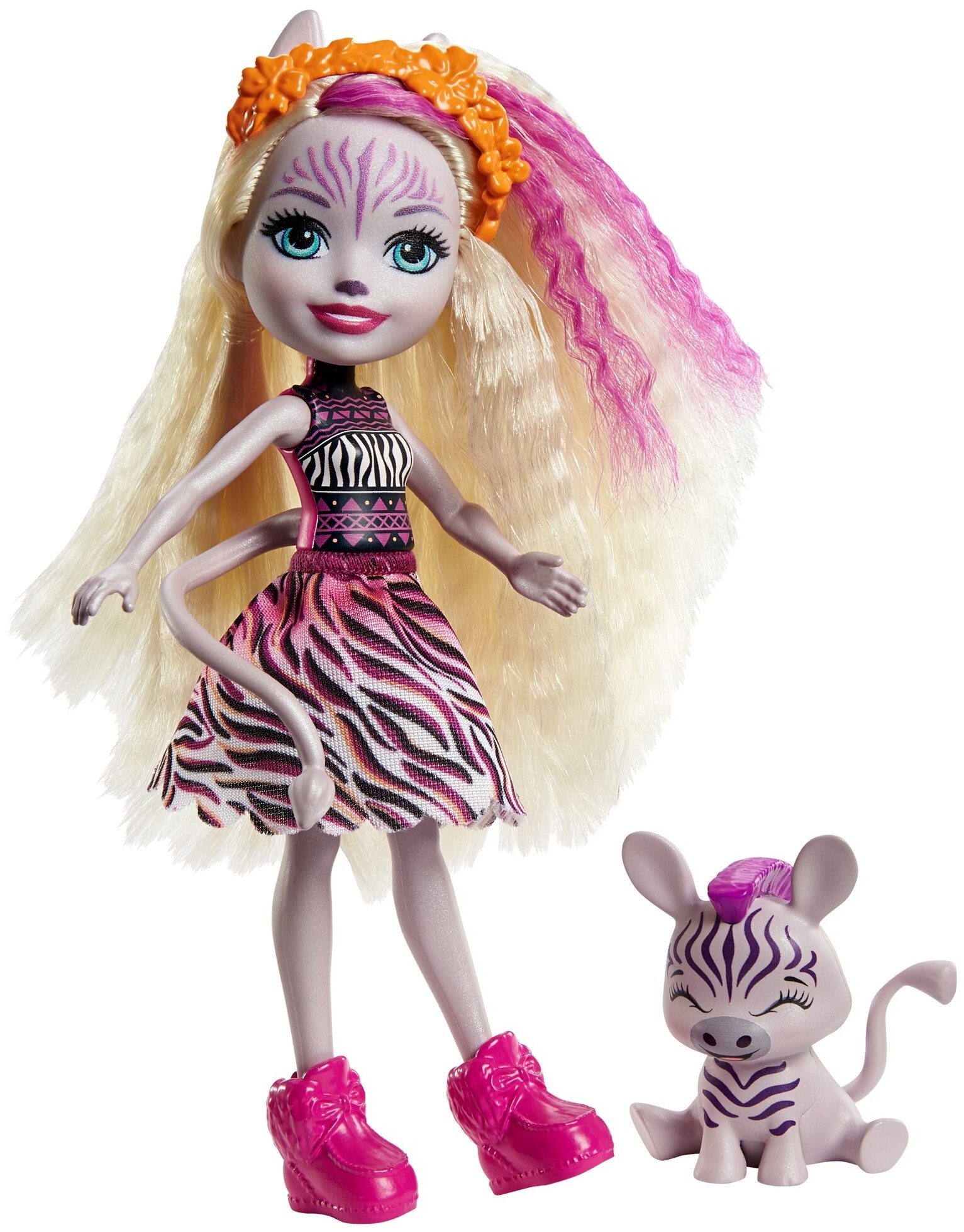 Кукла Энчантималс (Enchantimals Zadie Zebra & Ref) Зейди Зебра с питомцем (15 см)