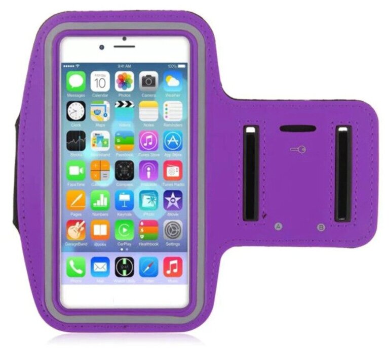 Спортивный чехол держатель для телефона на руку, для бега, большой размер XL, до 6.7 дюймов, фиолетовый