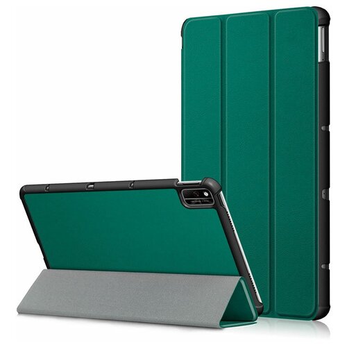 фото Чехол книжка для планшета huawei honor pad v6 / matepad 10.4" (2020), прочный пластик, трансформируется в подставку, автоблокировка экрана (темно-зеленый) zamarket