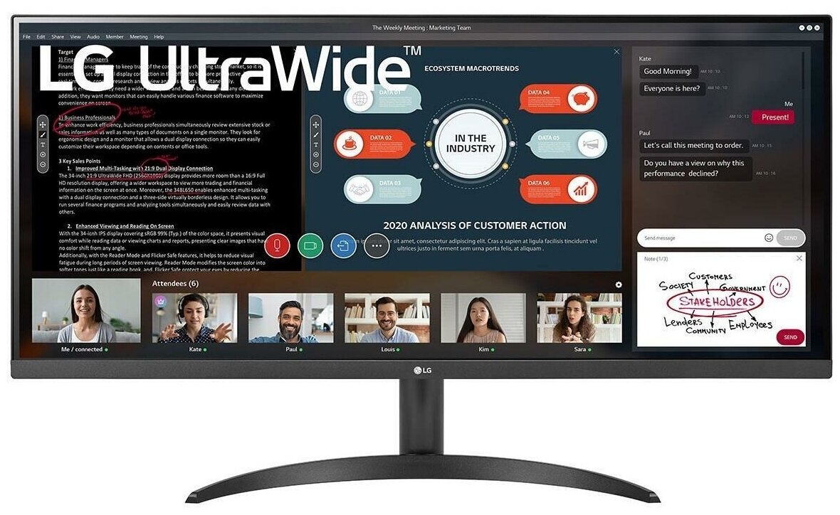 Монитор 34" LG UltraWide 34WP500-B черный