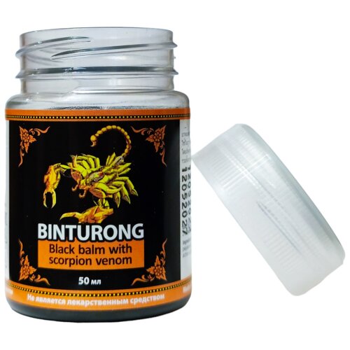 Binturong Тайский чёрный бальзам для тела с ядом скорпион, 50 мл