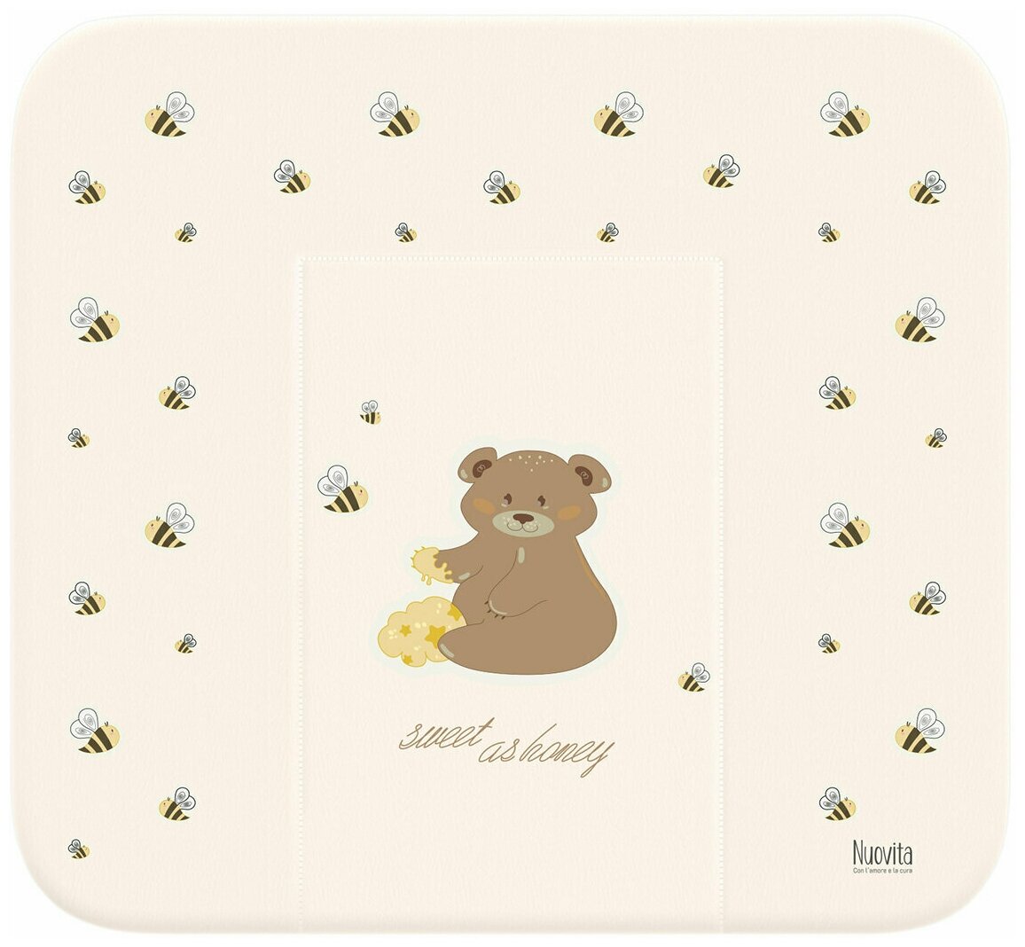 Nuovita Матрасик для пеленания мягкий HONEY BEAR, 820х720 мм, ваниль - фото №5