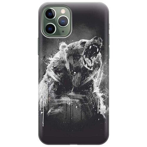 фото Ультратонкий силиконовый чехол-накладка для apple iphone 11 pro с принтом "разъяренный медведь" gosso