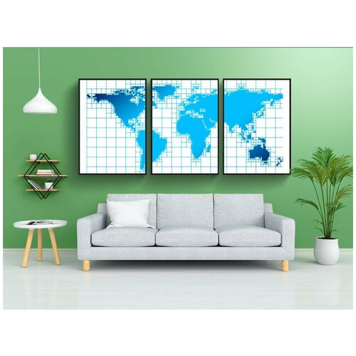 фото Набор модулных постеров для интерьера "континенты, земля, глобус" 60x90 см. в тубусе, без рамки lotsprints