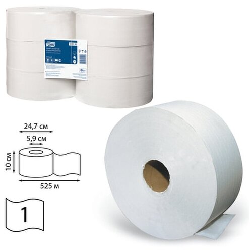 бумага туалетная 525 метров большой рулон tork система t1 universal 1 слойная комплект 6 рулонов 1 шт Tork туалетная бумага в больших рулонах