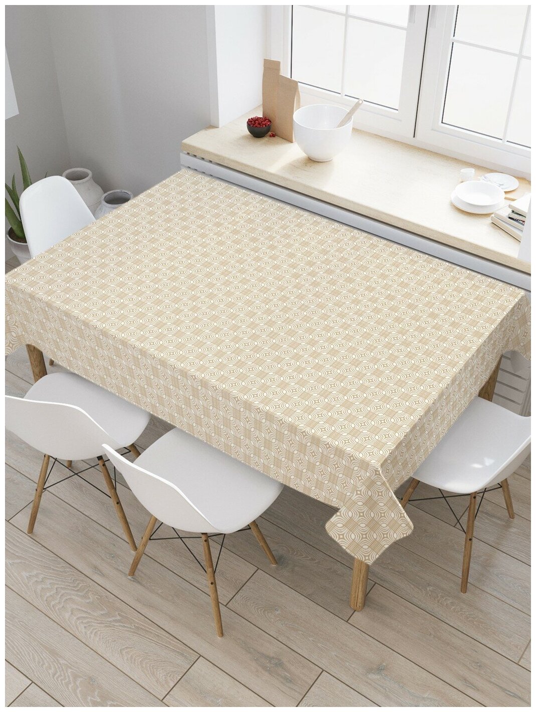 Скатерть прямоугольная JoyArty на кухонный стол "Сплетение форм" из оксфорда, 120x145 см