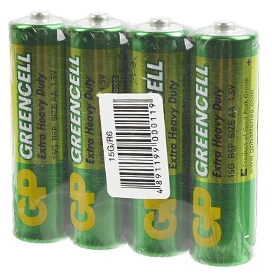 GP Батарейка GP 15G Greencell SR4, 4шт (15G/R6)