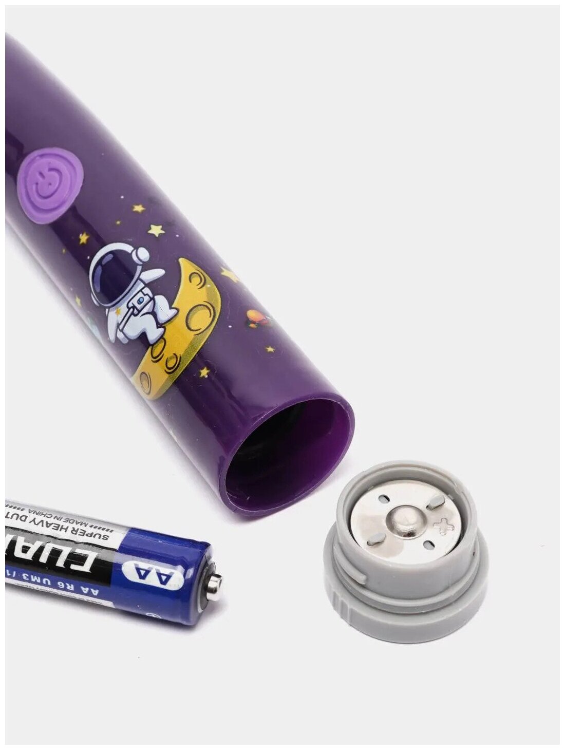 Детская Электрическая зубная щетка Beautiful Smile, для детей 3-7 лет, с 5 насадками, и батарейкой в комплекте - Космонавт - фотография № 5