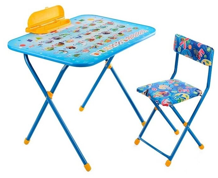 Комплект детской мебели Ника стол и стул, с азбукой, мягкое сиденье и спинка стула (NK-75/1)