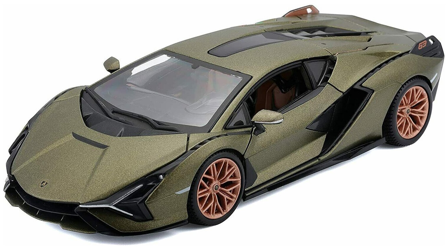 Bburago Машинка металлическая Lamborghini Sián FKP 37, 1:24, оливковая