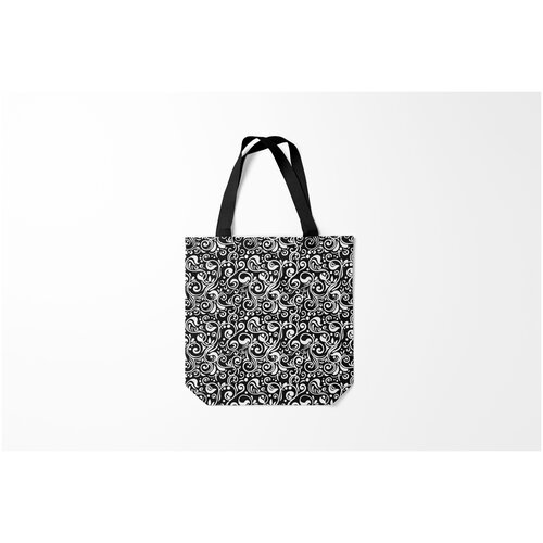 фото Сумка-шоппер / 40х40 см / тренды / абстракция черно белая роспись burnettie