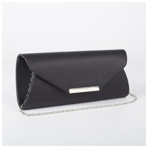 фото Сумка женская, отдел на клапане, длинная цепочка, цвет чёрный нет бренда