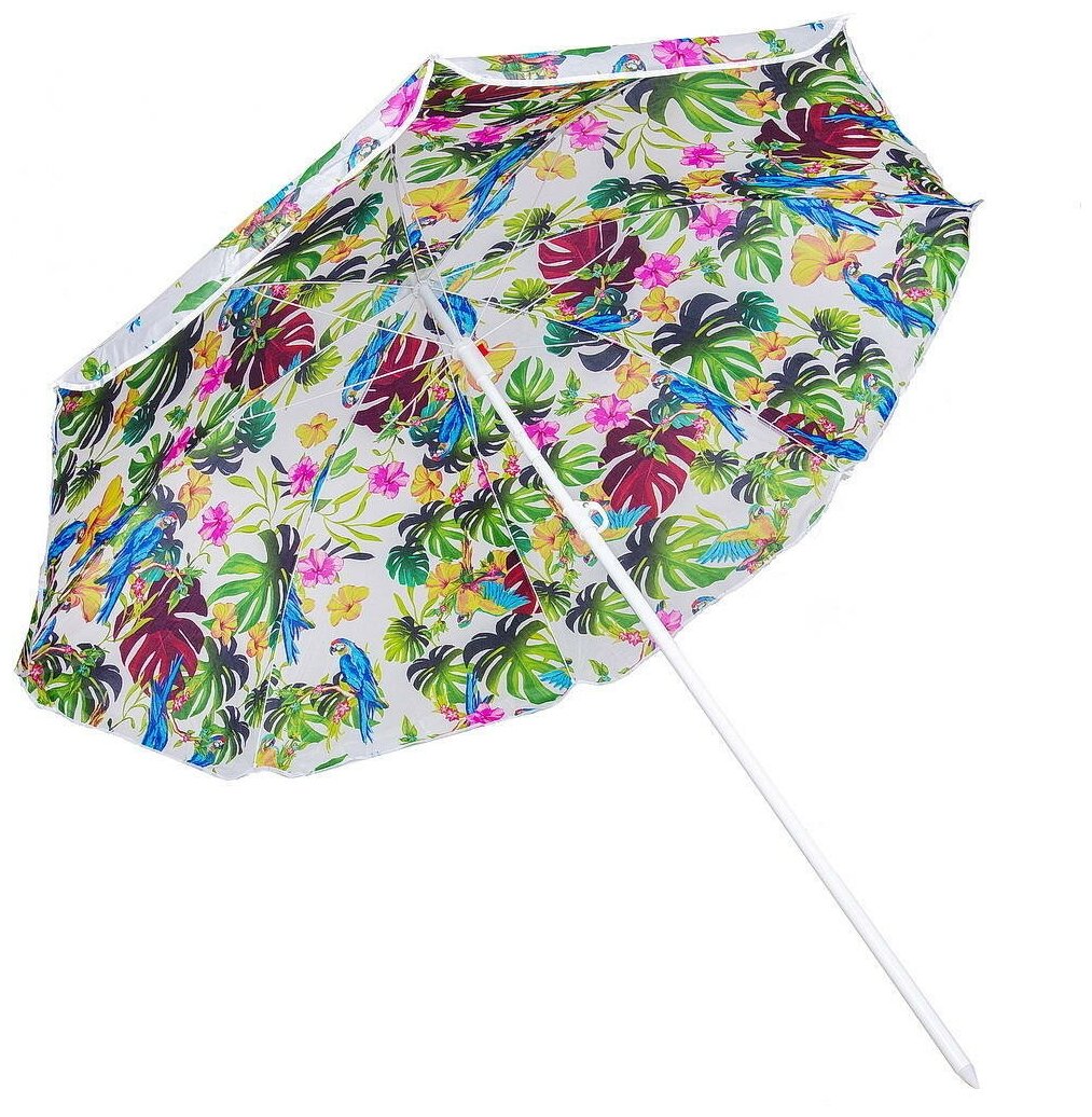 Зонт пляжный 180 см, с наклоном, 8 спиц, металл, Разноцветные листья, LG04