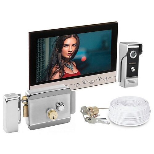 Комплект видеодомофон и электромеханический замок (EP-V90RM и AX-042) - видеодомофон для квартиры / умный домофон