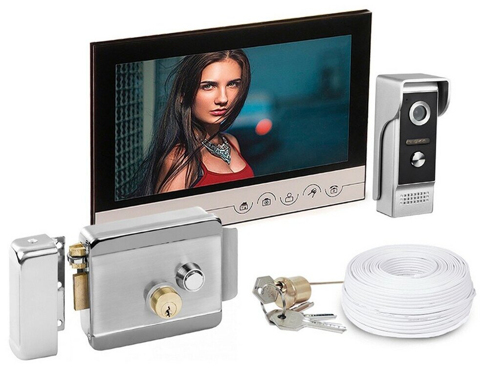 Набор: видеодомофон EP-V90RM и электромеханический замок AX-042 - полный комплект системы ограничения доступа с замком
