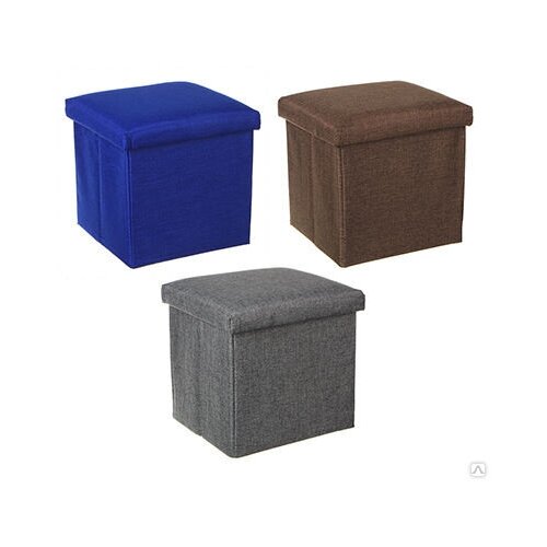 Пуфик-куб складной ПУ искусственный лен картон 30х30х30см до 100кг 3 цвета 465-207