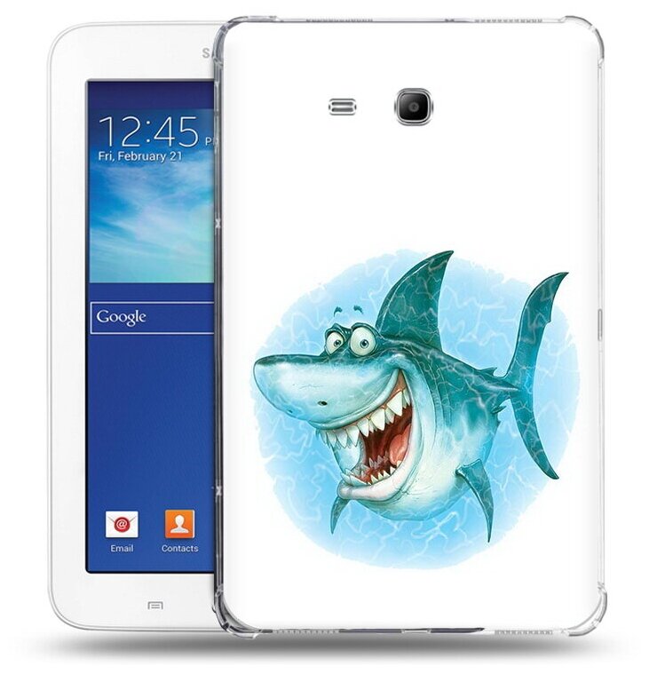 Чехол задняя-панель-накладка-бампер MyPads веселая акула для Samsung Galaxy Tab 3 Lite 7.0 SM-T110/T111 противоударный