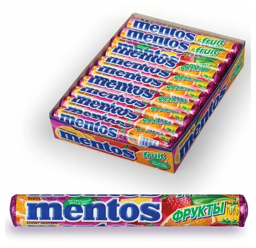 Жевательное драже MENTOS (Ментос) "Фруктовый", 37 г, 253