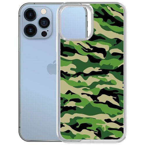 Чехол-накладка Krutoff Clear Case Камуфляж зеленый для iPhone 13 Pro чехол накладка krutoff clear case камуфляж зеленый для iphone 12 12 pro