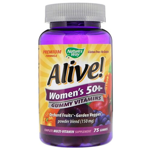 Nature's Way, Alive! Women`s 50+ (Жевательные витамины для женщин старше 50 лет) фруктовые вкусы 75 жевательных конфет