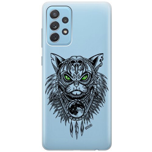 фото Ультратонкий силиконовый чехол-накладка transparent для samsung galaxy a72 с 3d принтом "shaman cat" gosso