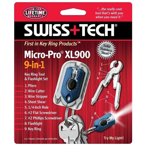 Микро набор инструментов SWISS TECH MICRO-PRO XL900 9-IN-1 мультитул swiss tech screwz all 7 in 1 синий st50037 синий