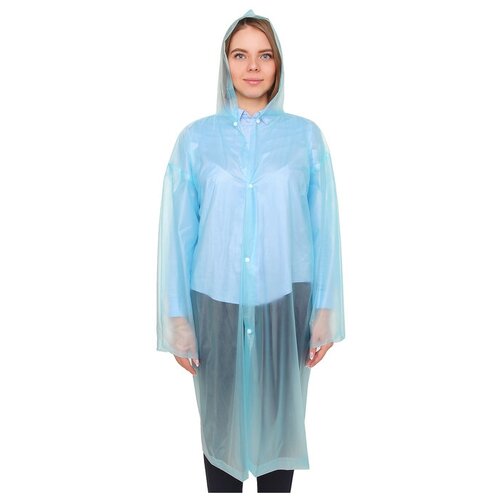 фото Дождевик-плащ взрослый, универсальный, цвет голубой нет бренда