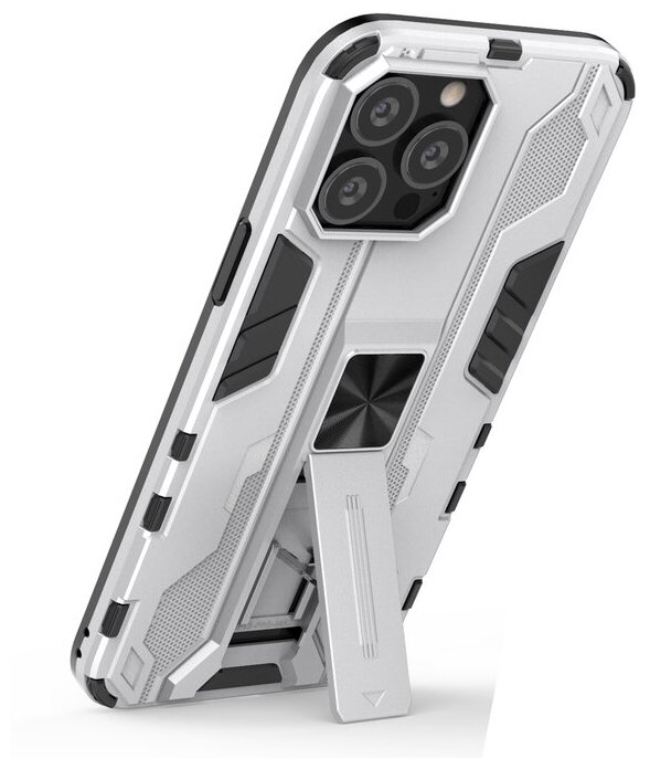 Противоударный чехол KNIGHT Case для iPhone 13 Pro Max серебряный