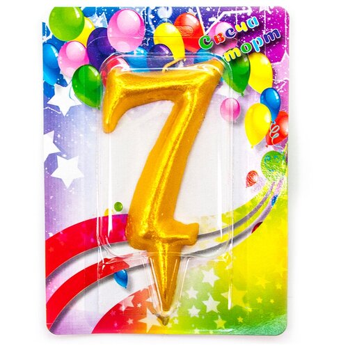 фото Свеча цифра, 7 гигант, золото, 12 см, 1 шт. дон баллон