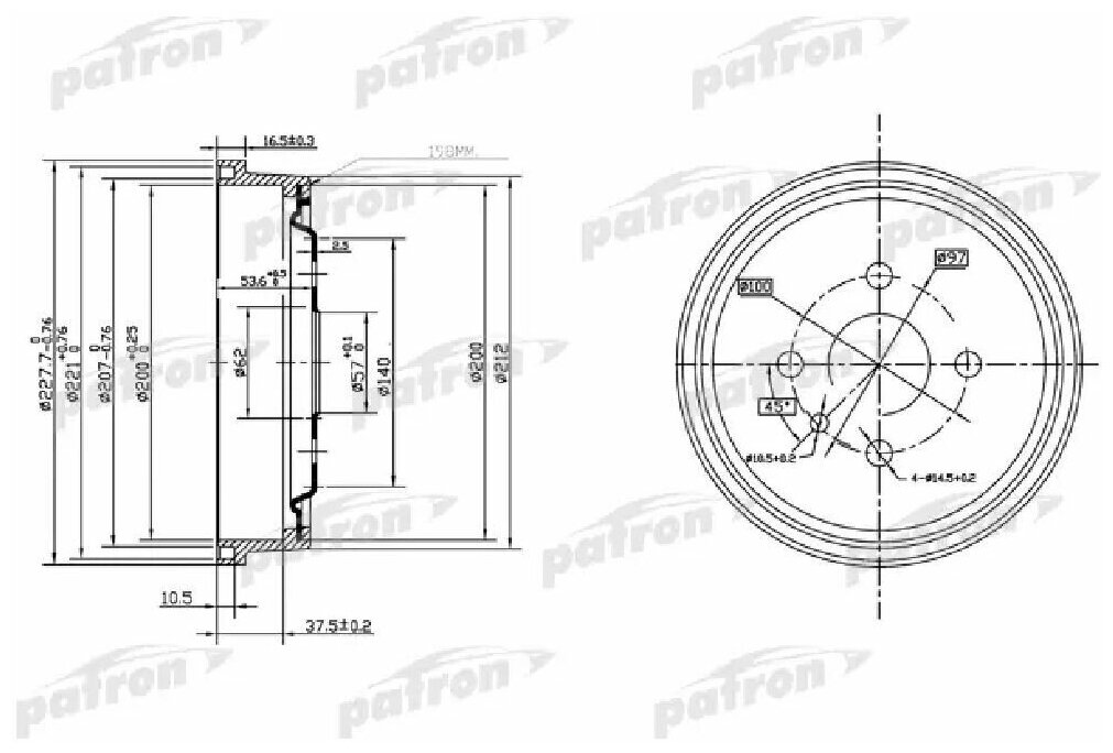 Барабан тормозной задний OPEL ASTRA F 91-01(Опель Астра Ф) PATRON PDR1118