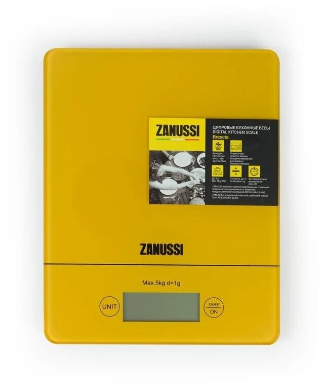 Весы кухонные ZANUSSI Brescia, цифровые, желтые - фотография № 1