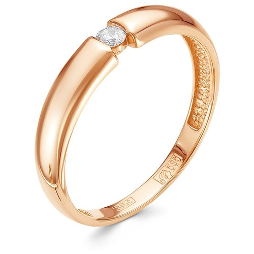 Кольцо помолвочное Vesna jewelry, красное золото, 585 проба, родирование, бриллиант, размер 17.5, бесцветный sokolov помолвочное кольцо из золота с бриллиантом 1011495 размер 15