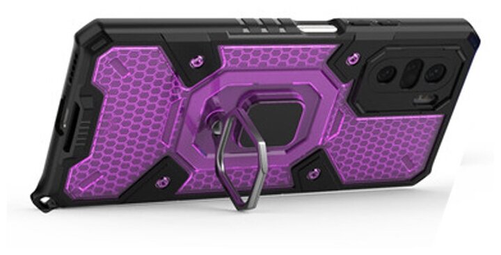 Противоударный чехол с Innovation Case c защитой камеры для Xiaomi Poco F3 / Redmi K40 (Pro) / Mi 11i фиолетовый