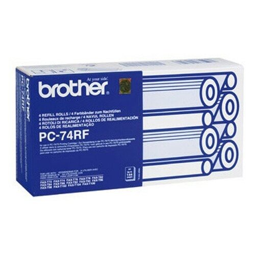 термопленка brother pc 71rf fax 104r 106r t72 74 76 78 645 685 727 737 1 144стр Картридж Brother PC-74RF оригинальная факсовая пленка Brother (PC74RF) 4 x 144 стр, черный