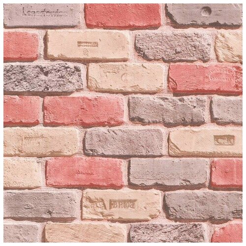 Бумажные обои Кирпичи 301-012, 0,53х10,05м, розовый/алый/серый
