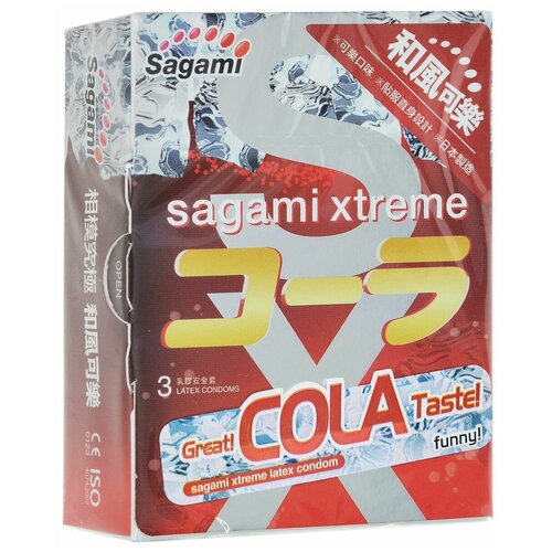 sagami презервативы xtreme mint с ароматом мяты 10 шт Ароматизированные презервативы Sagami Xtreme Cola - 3 шт.
