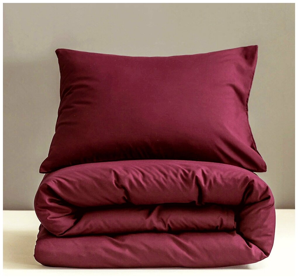 Комплект постельного белья Grazia-Textile 1,5 спальный бордовый, Сатин, наволочки 70x70 2 шт. - фотография № 6