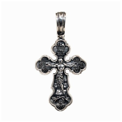 Крестик Малахит, серебро, 925 проба, чернение крест серебряный мужской женский распятие христово покров пресвятой богородицы ангельская925 8464