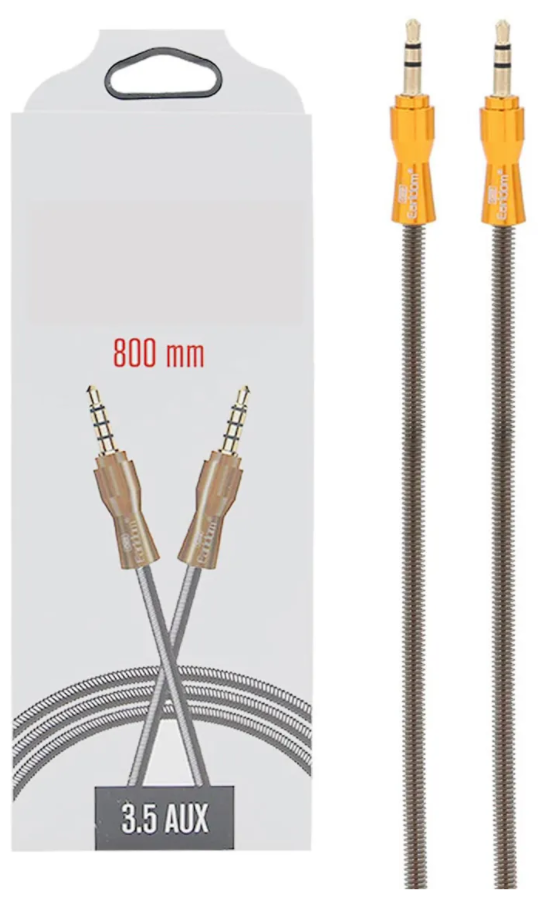Автомобильный кабель AUX , серебристый, круглый, 3,5 mm, прямая форма коннектора, прочный, гибкий
