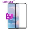 Защитное стекло для телефона Samsung Galaxy A11 и Galaxy M11 / Самсунг Галакси А11 и Галакси М11 / 3D стекло на весь экран c черной рамкой - изображение