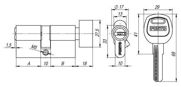 Цилиндровый механизм (A202/110) A2002Knob110(55+10+45) с вертушкой SN никель - фотография № 2