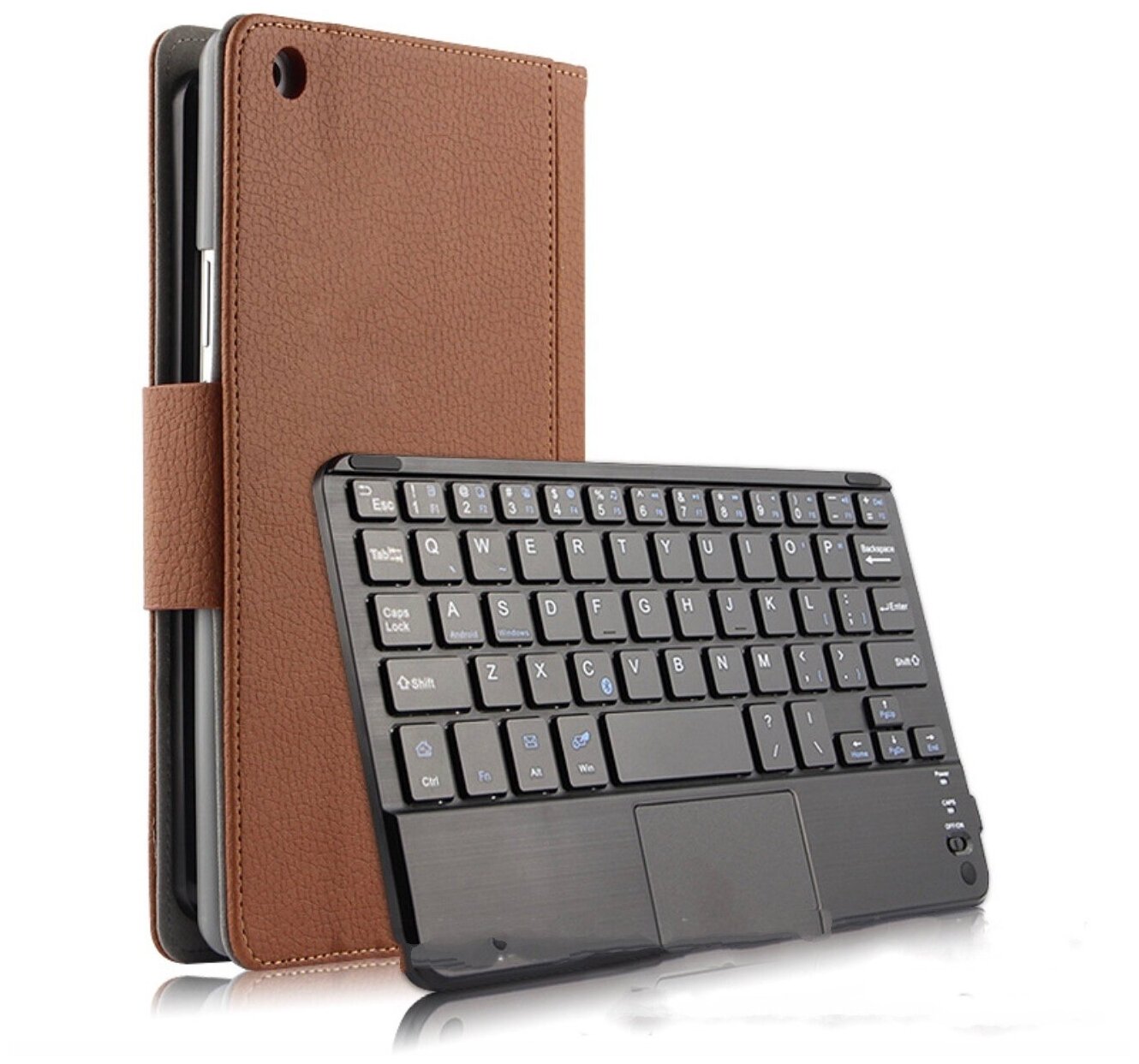 Клавиатура MyPads для Huawei MediaPad M3 Lite 8 (CPN-W09/AL00) съёмная беспроводная Bluetooth в комплекте c кожаным чехлом и пластиковыми наклейк.